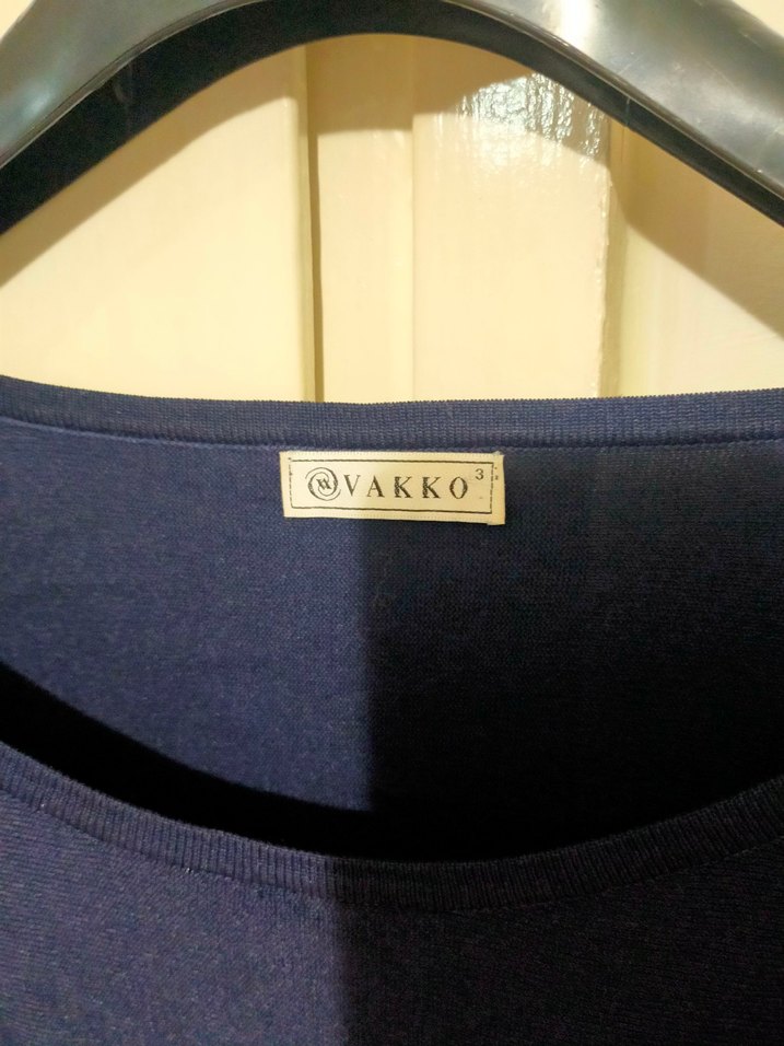 Mavi Nakışlı Kadın Pamuklu Vakko - Görsel 2