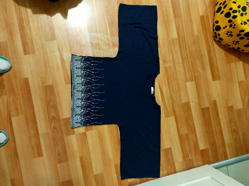 Mavi Nakışlı Kadın Pamuklu Vakko - Görsel 5