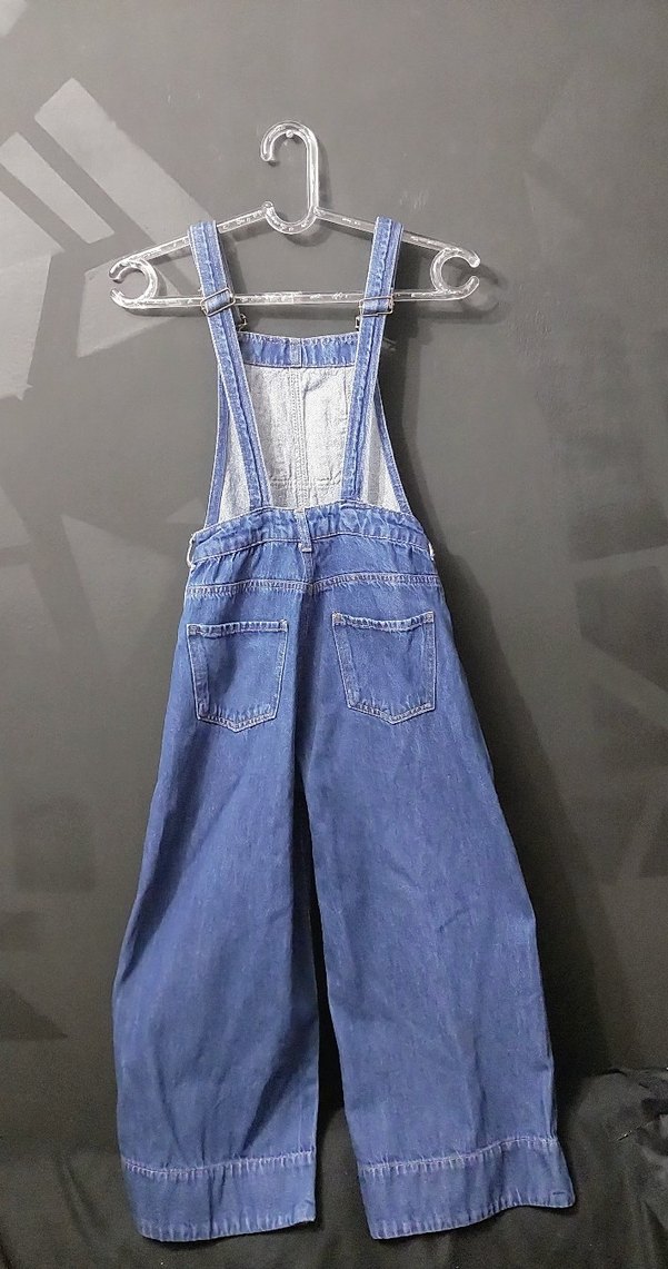 Kızlar için mavi bol kesim kot tulum - Görsel 2