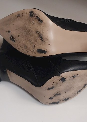 Siyah Deri Topuklu Gotik Kadın Bot - Görsel 4