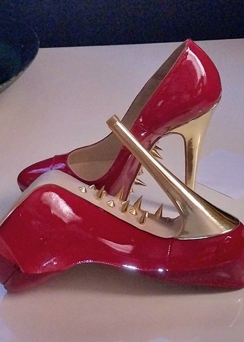 36 Beden kırmızı Renk Kırmızı Parlak Platform Topuklu Stiletto
