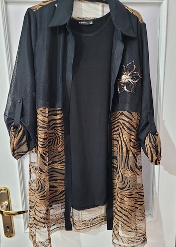 Uzun Zebra Desenli Kadın ikili takim