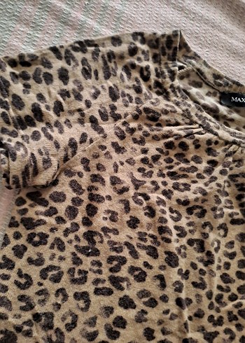 Leopar Desenli Kısa Kollu Kadın Bluz - Görsel 3