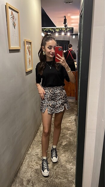 Zara Leopar Şort Etek