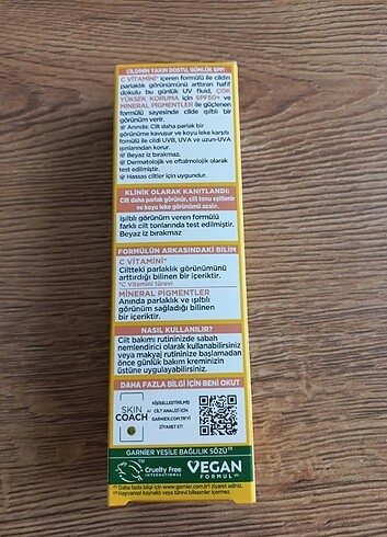 Garnier Garnier C vitamini Parlak Günlük UV Korumalı Güneş Yüz Kremi