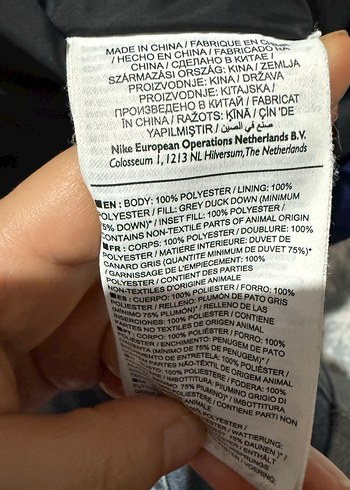 Erkek Lacivert Nike Kapüşonlu Kaz Tüyü Mont - Görsel 4