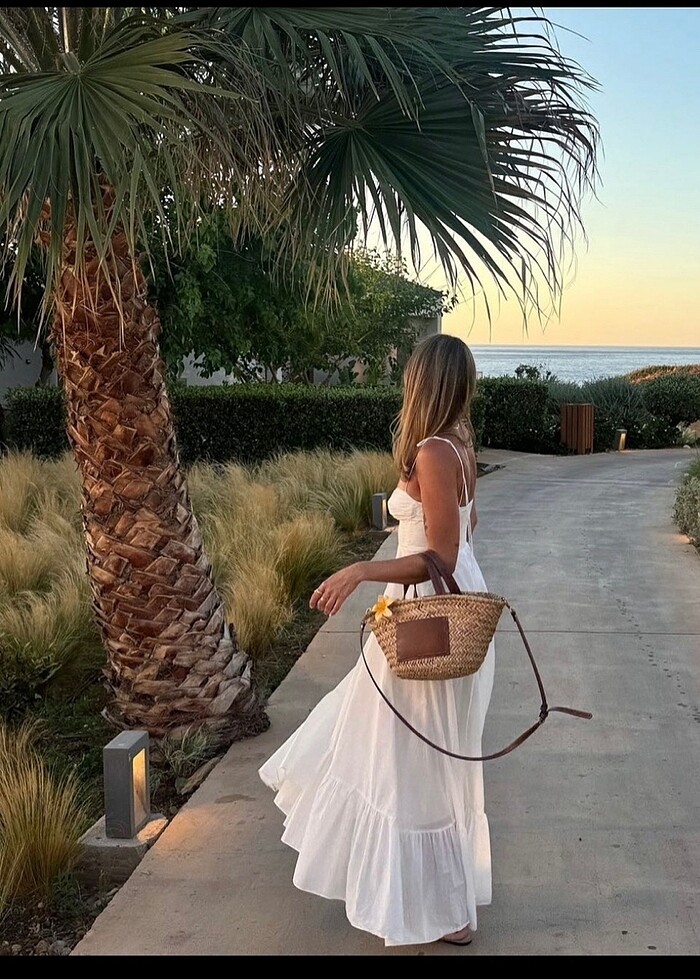 Beyaz uzun elbise zara - Görsel 3