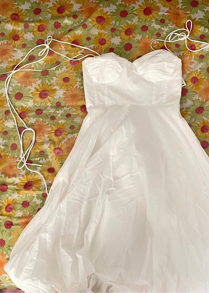 Beyaz uzun elbise zara - Görsel 4