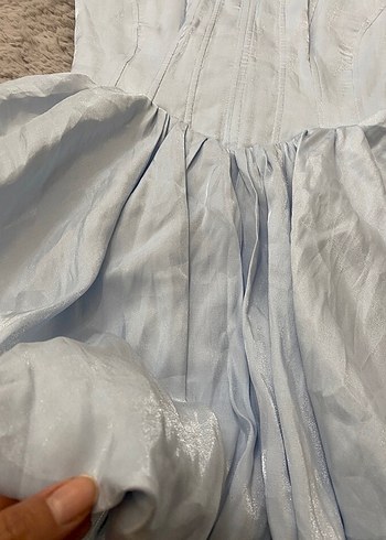 Mavi Mini Parlak Balon Elbise - Görsel 2