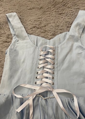 Mavi Mini Parlak Balon Elbise - Görsel 4