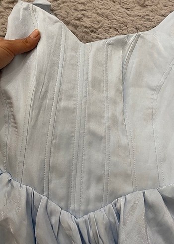 Mavi Mini Parlak Balon Elbise - Görsel 3