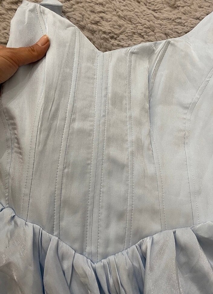 Mavi Mini Parlak Balon Elbise - Görsel 3