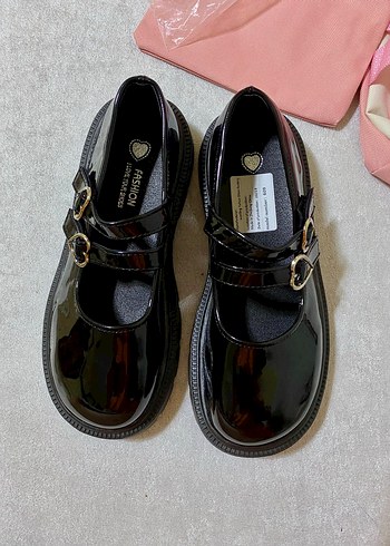 Kız Çocuk Siyah Parlak Tokalı Goth Loafer - Görsel 6