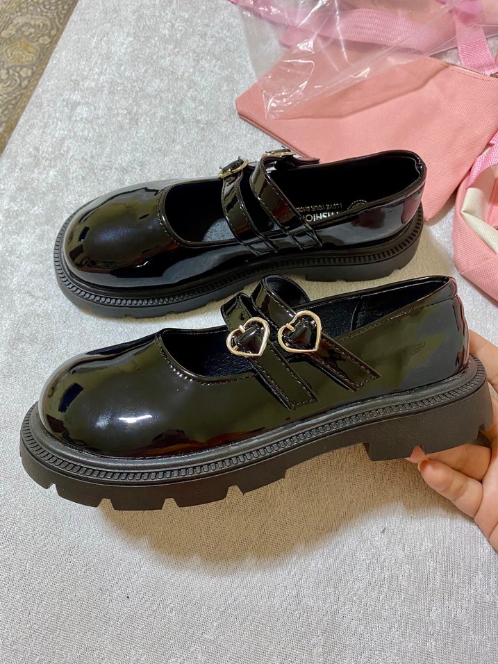 Kız Çocuk Siyah Parlak Tokalı Goth Loafer - Görsel 2