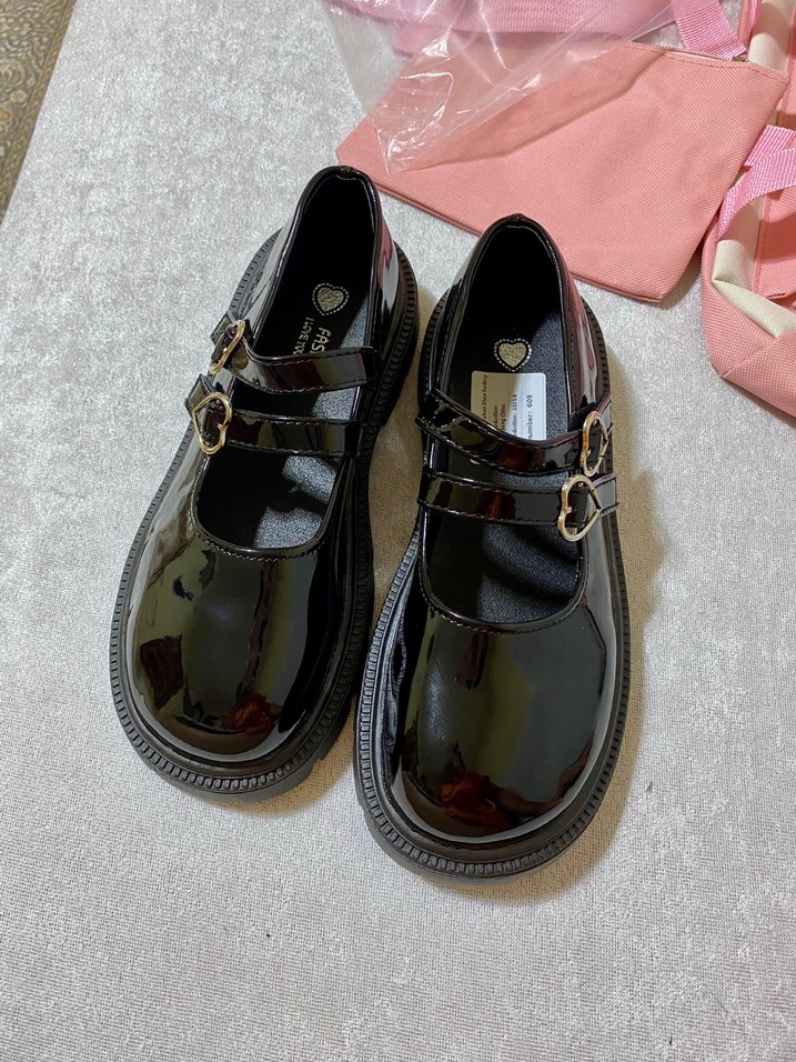 Kız Çocuk Siyah Parlak Tokalı Goth Loafer - Görsel 3