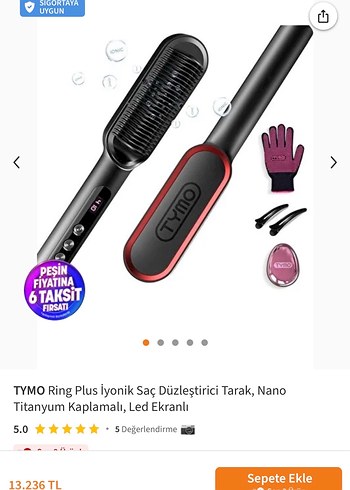 Tymo Siyah Saç Düzleştirici Fırça Seti - Görsel 2