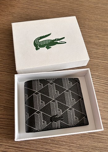 Lacoste Siyah Geometrik Desenli Cuzdan