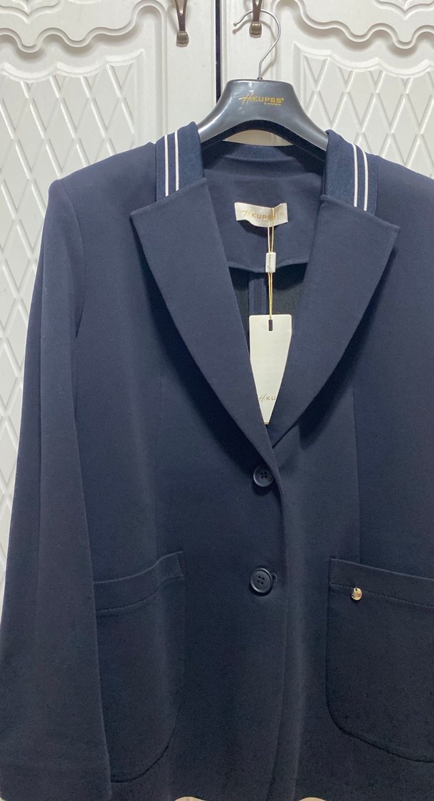 Klasik Kesim Lacivert Kadın Blazer Ceket - Görsel 3