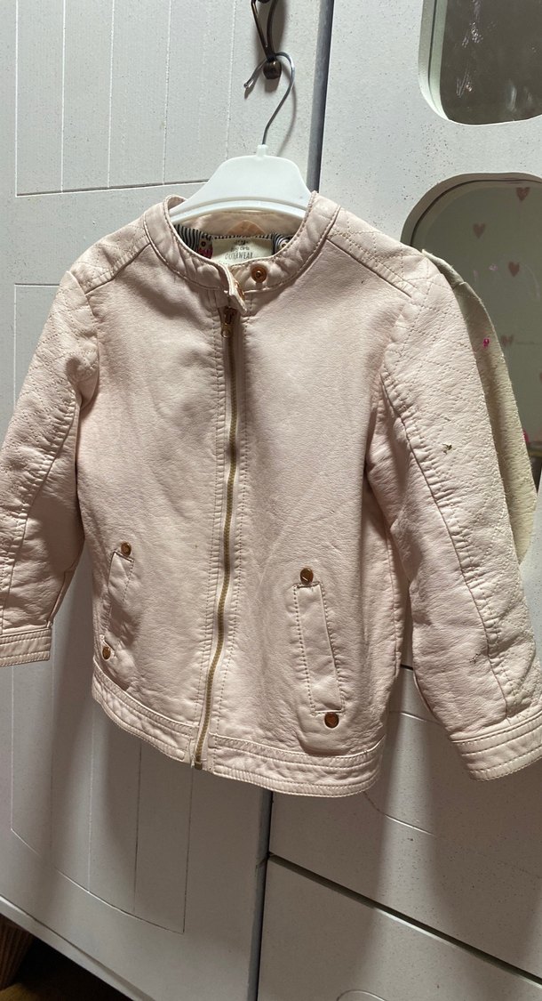 Bej Deri Kız Çocuk Ceket - Görsel 3