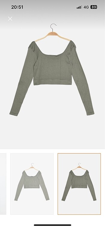 Haki dikişsiz crop spor üst - Görsel 3