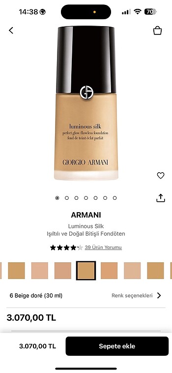 Beden Armani fondöten