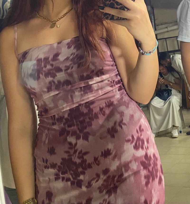 Stradivarius Mor Bağlamalı Uzun Elbise - Görsel 3