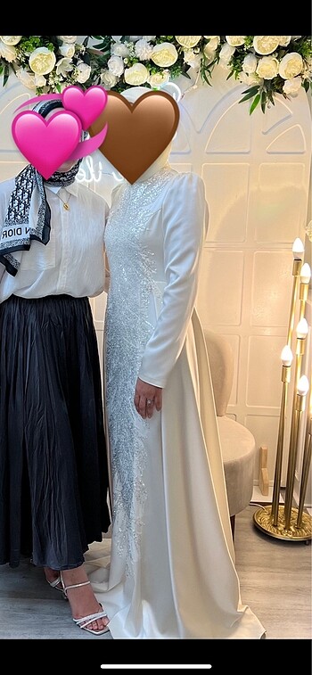 Diğer İşlemeli ekru söz elbisesi
