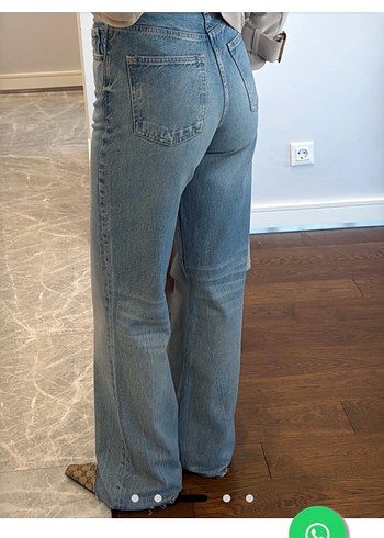 36 Beden mavi Renk Kadın Bej Denim Regular Fit jean