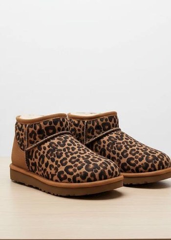 Ugg UGG ultra mini Kürklü Leopar Desenli Kahverengi