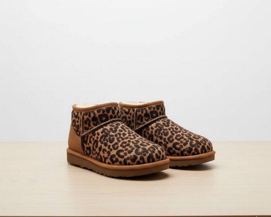 UGG ultra mini Kürklü Leopar Desenli Kahverengi - Görsel 2