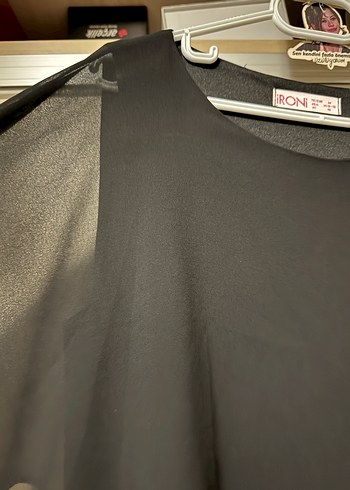 Drapeli Siyah Uzun Kollu Bluz - Görsel 2