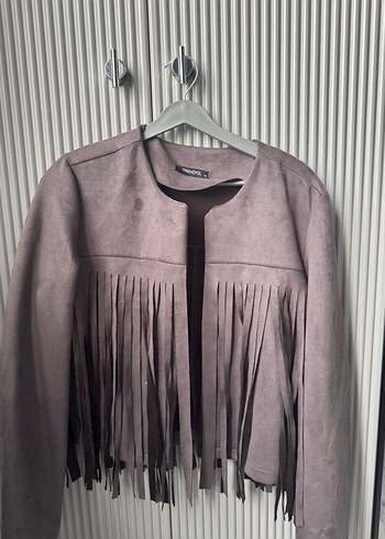 Püsküllü Gri Süet Kadın Ceket - Görsel 5
