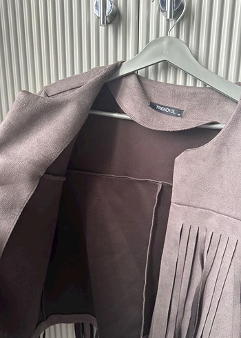 Püsküllü Gri Süet Kadın Ceket - Görsel 3