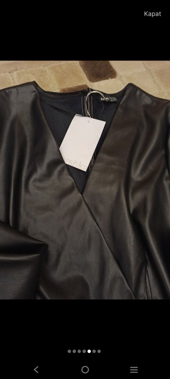 Siyah Deri Kemerli Mini Tulum - Görsel 5