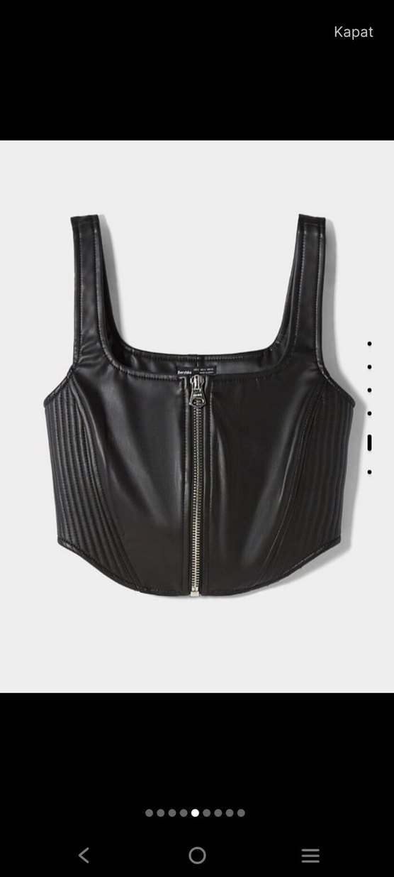 Siyah Deri Mini Biker Büstiyer - Görsel 5