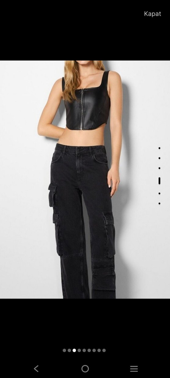 Siyah Deri Mini Biker Büstiyer - Görsel 3