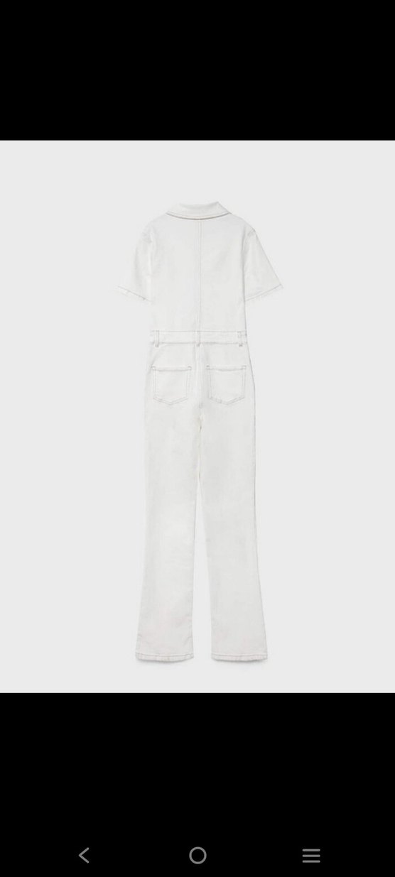 Kadın Beyaz Denim Midi Tulum - Görsel 5