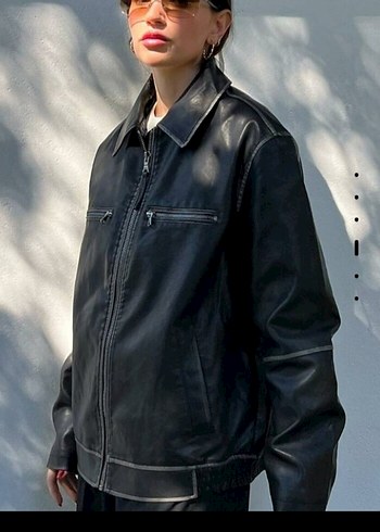 Siyah Deri Kemerli Günlük Ceket - Görsel 7