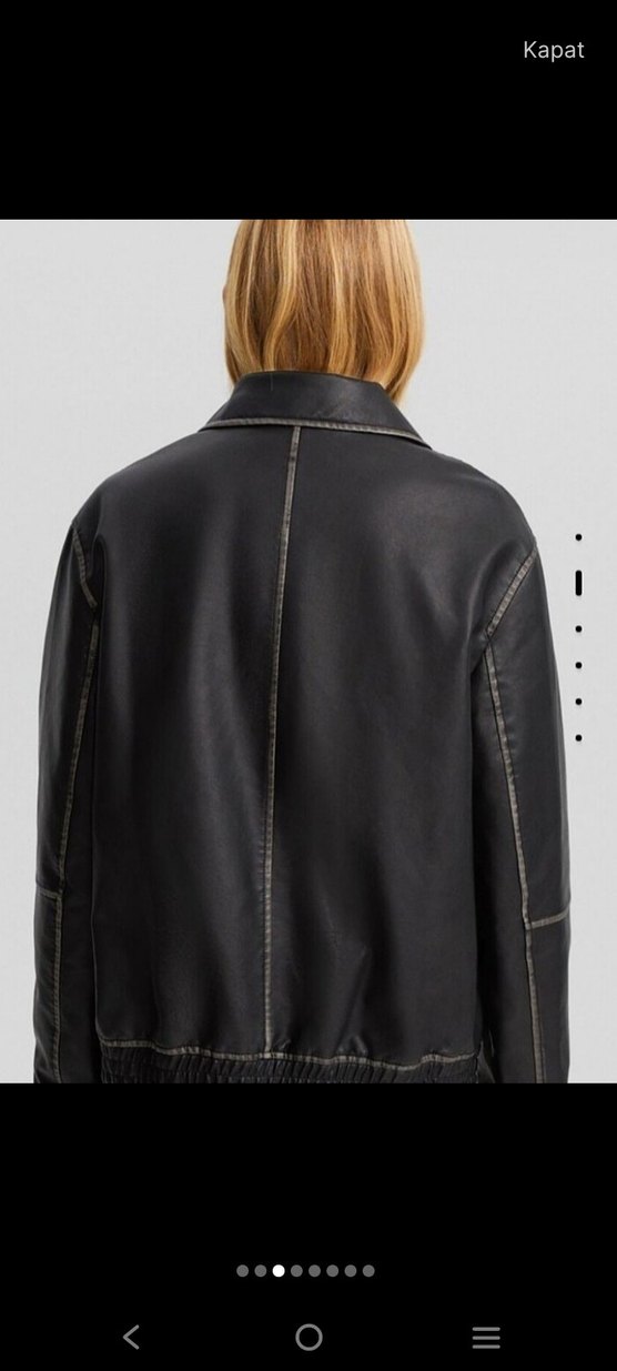 Siyah Deri Kemerli Günlük Ceket - Görsel 4