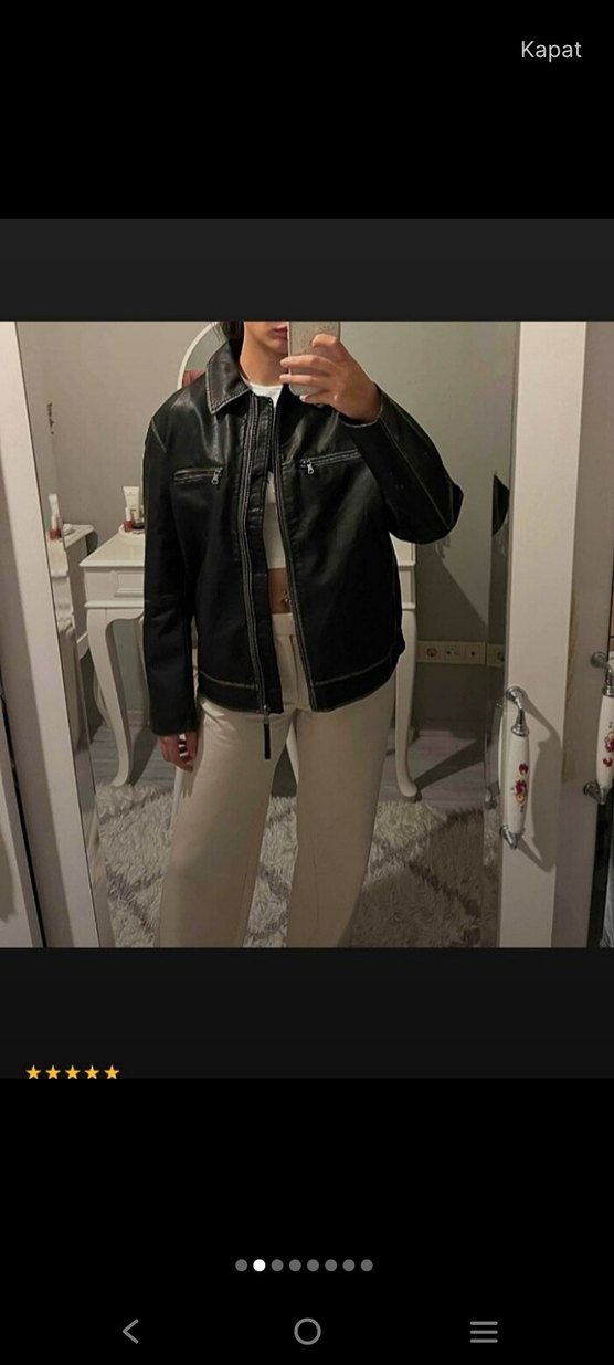 Siyah Deri Kemerli Günlük Ceket - Görsel 3