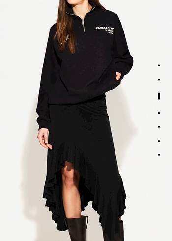 xs Beden Siyah fırfırlı etek Bershka