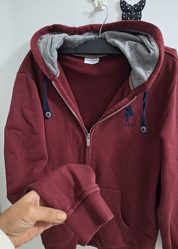 m Beden Bordo Fermuarlı Sweatshirt