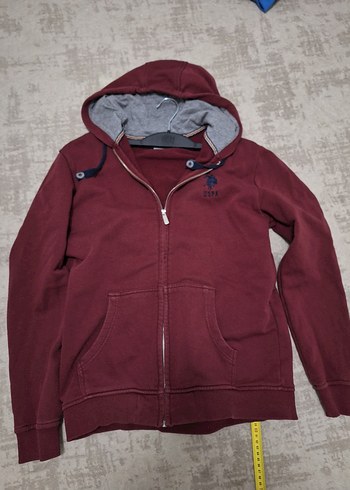m Beden bordo Renk Bordo Fermuarlı Sweatshirt