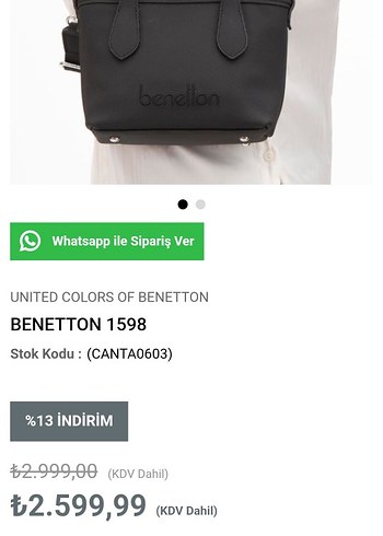 Benetton Siyah Deri Kadın Çanta
