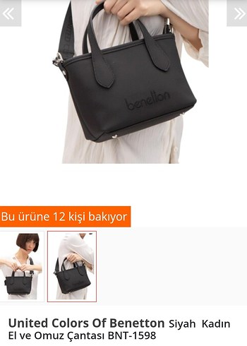 Benetton Benetton Siyah Deri Kadın Çanta