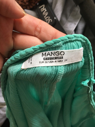 s Beden Mango mint yeşili elbise