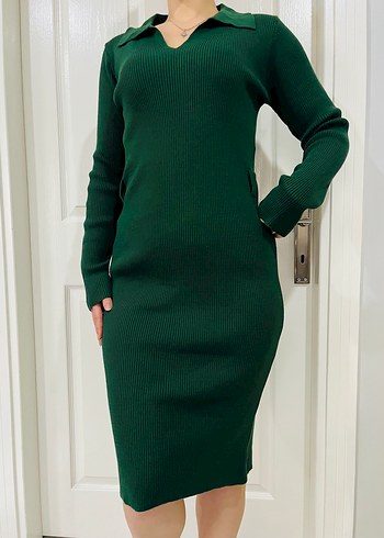 Yeşil Triko Midi Elbise - Görsel 3