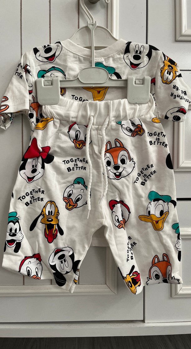 Renkli Baskılı Beyaz Çocuk takım - Görsel 2