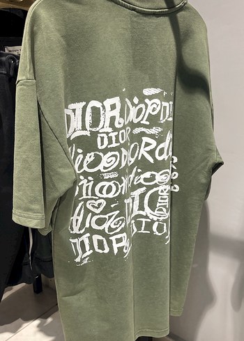 Erkek Haki Pamuklu Oversize Tişört - Görsel 2