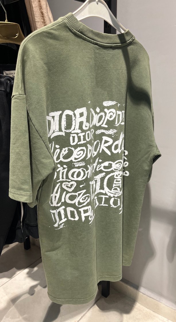 Erkek Haki Pamuklu Oversize Tişört - Görsel 2